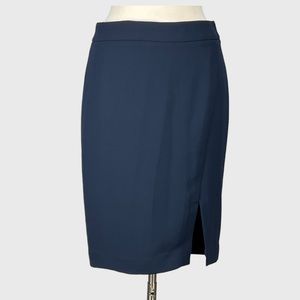Talbots Womens Petite Navy Blue Pencil Skirt Front Slit Career size 6P